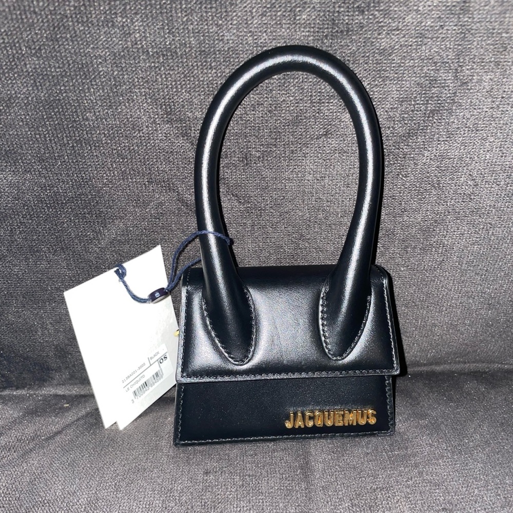 Black jacquemus mini bag beautiful black leather bag with gold hardware new